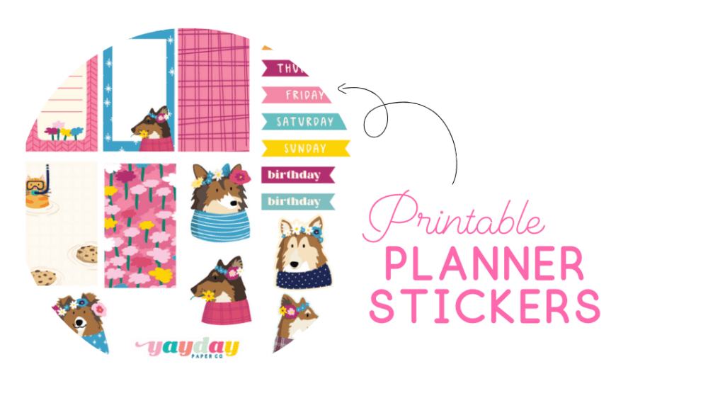 Printable Planner Stickers Damask Love