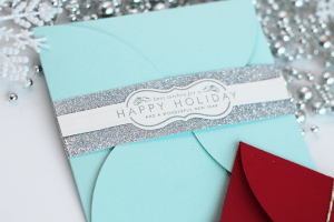 Aqua and Silver Holiday Petal Envelope