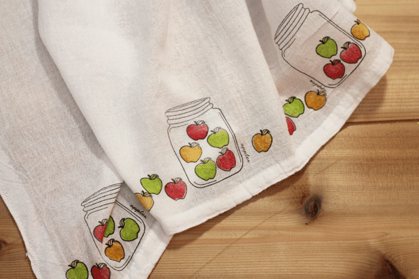 small + friendly: DIY Stamped Dish Towels