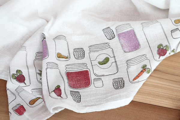 Mason Jar DIY Stamped Tea Towels