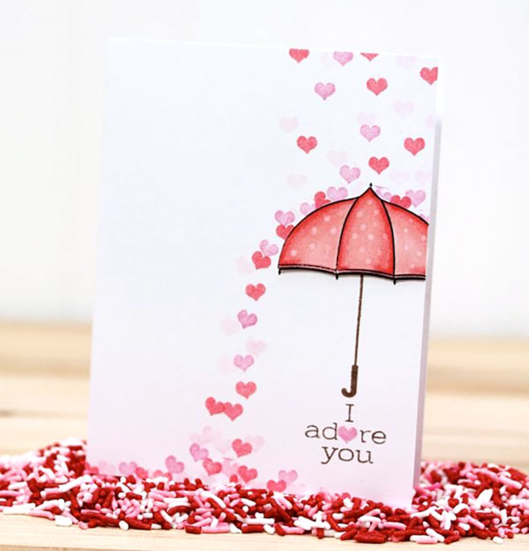 'Raining Hearts' Card