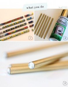 How to Make Metallic Jeweled Pencils