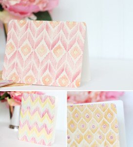 Fabric Front Cards Stamped ikat | Damask Love Blog