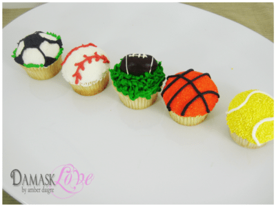 Sports Themed Cupcakes - Damask Love