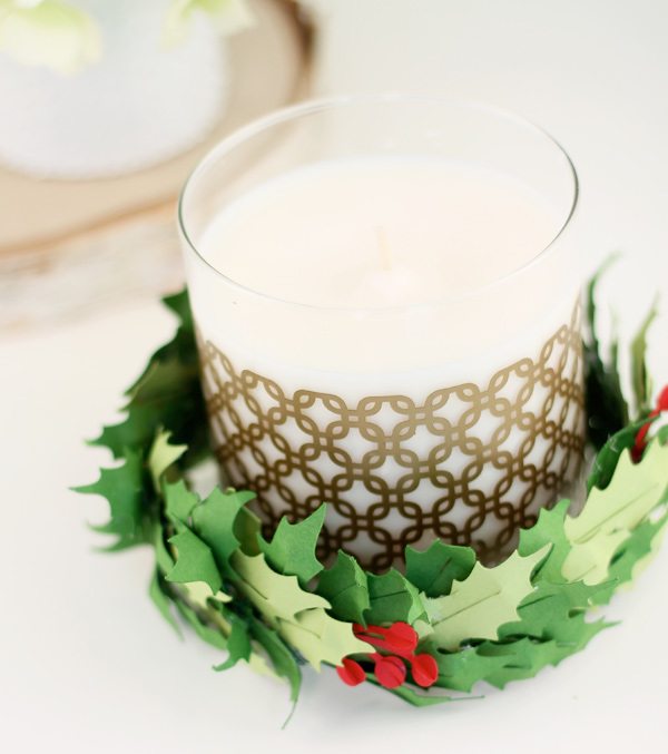 Paper Holly Candle Ring - Damask Love