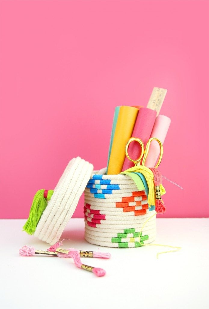 DIY Wrapped Rope Container - Damask Love