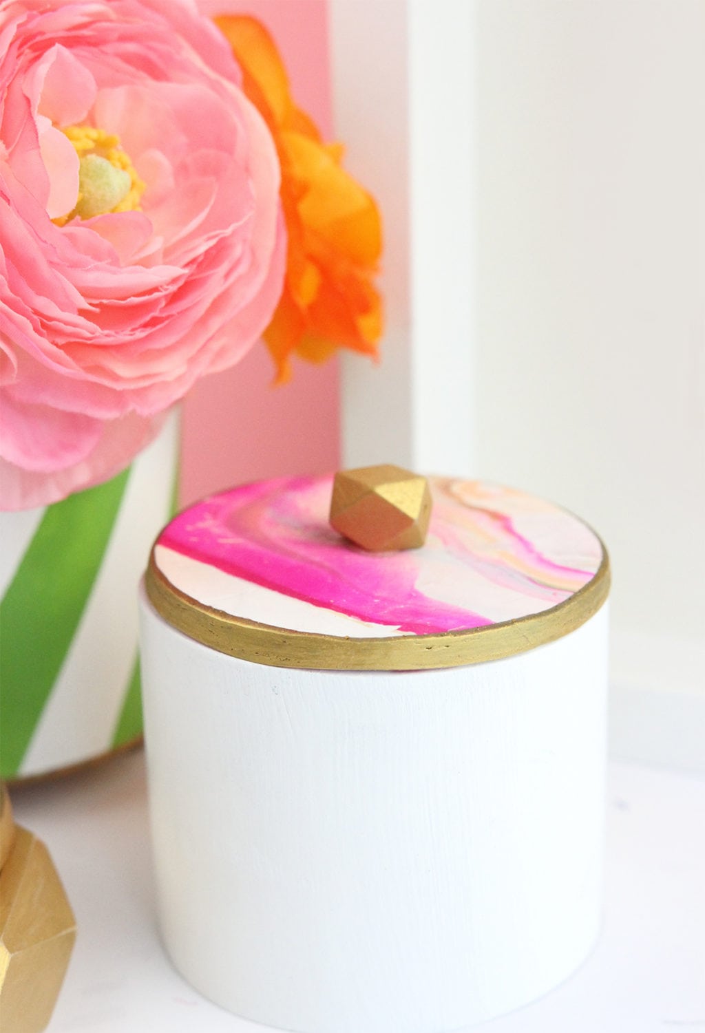 DIY Marbled Clay and Wooden Bracelet Jewelry Boxes | damask love