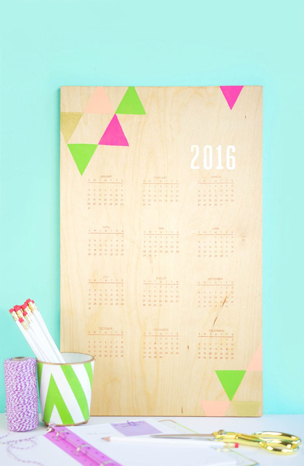 Handstamped Wood Calendar | damask love