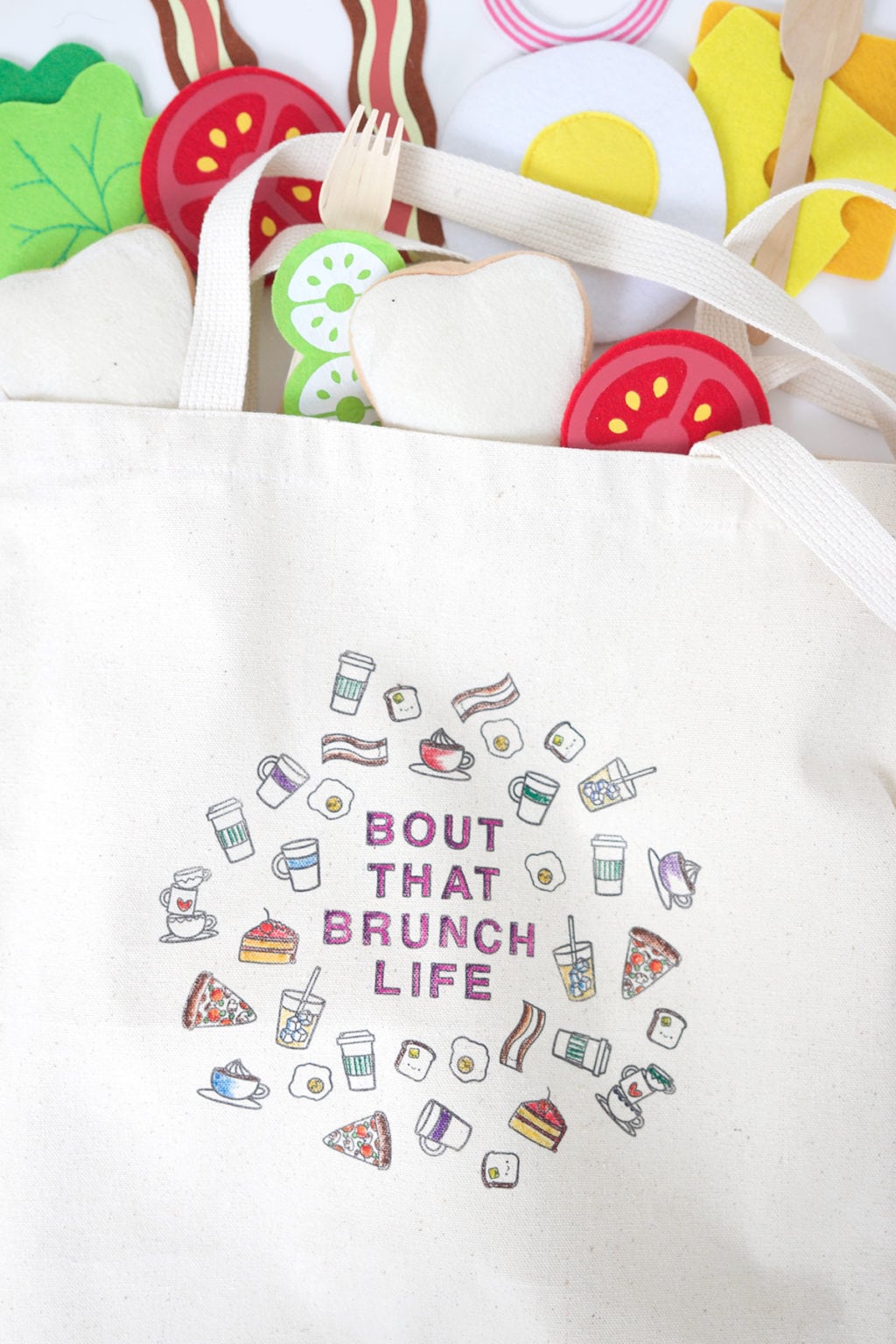 Use a few supplies to create a customized easy stamped canvas tote bag that you can color with fabric markers
