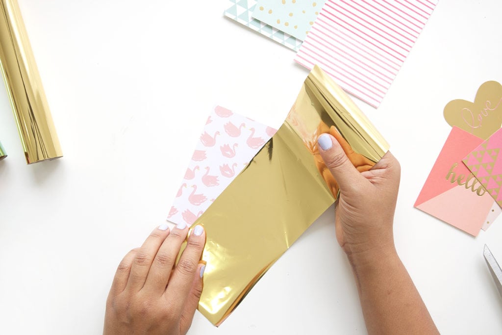 Create your own easy diy foiled stationery  that rivals anything you can get at the store. It's quick and uses basic crafting supplies.