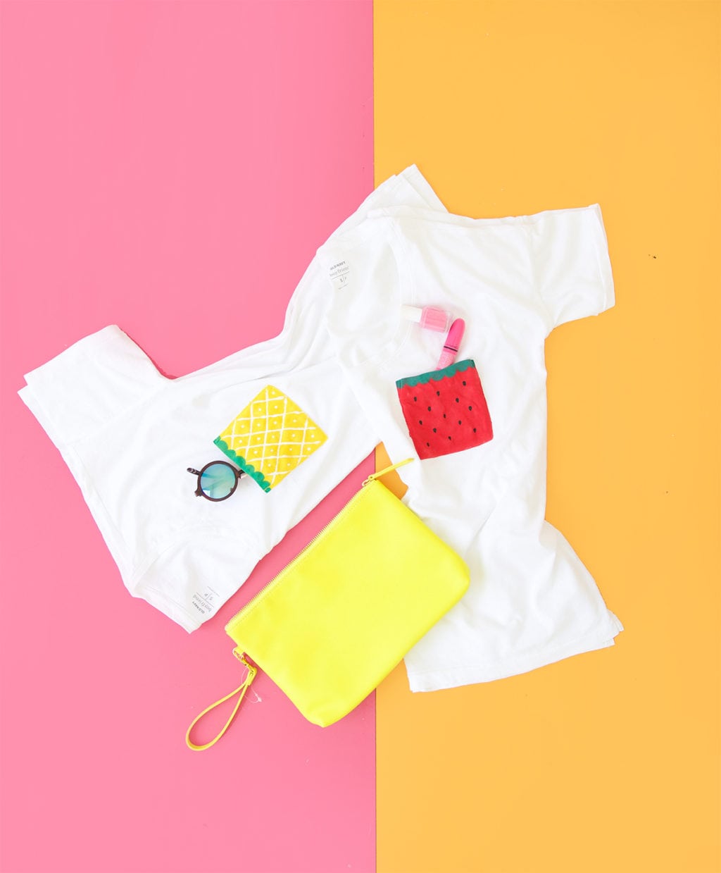 Use an Old Navy Tee to create perfect summertime DIY fruit pocket tees. 