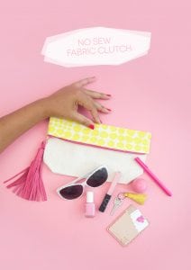 Create a DIY No Sew Clutch with a mini canvas tote bag and just a few adjustment