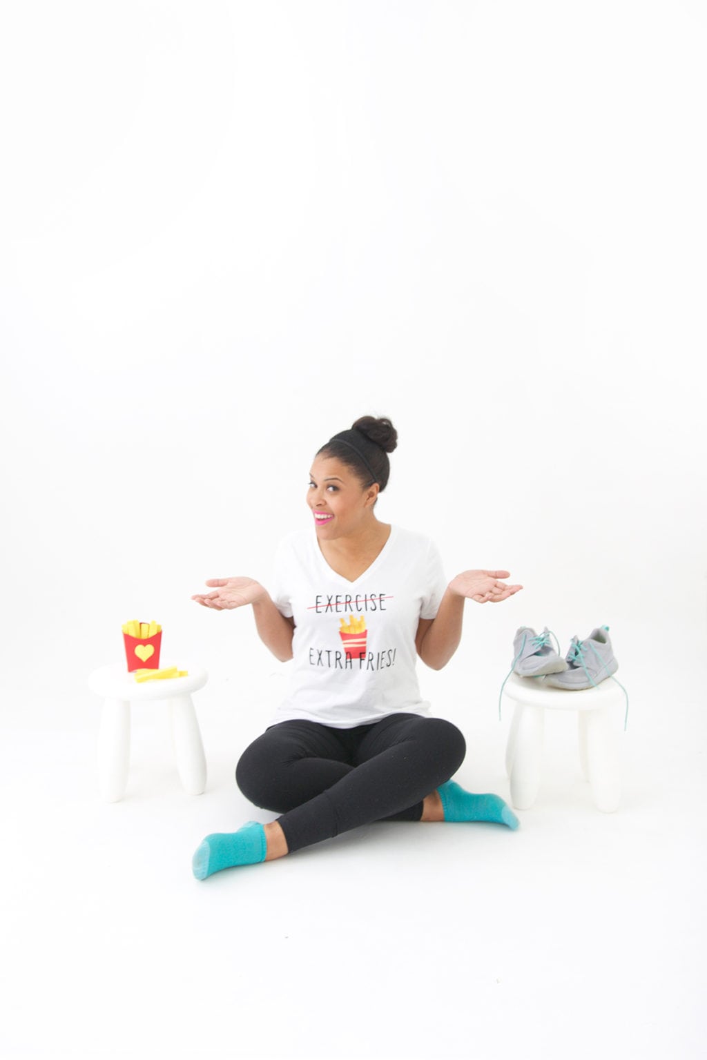 Cardio is great but sometimes you need to indulge in a little golden brown deliciousness! Trade the exercise for Extra Fries with this DIY Iron on Tee!