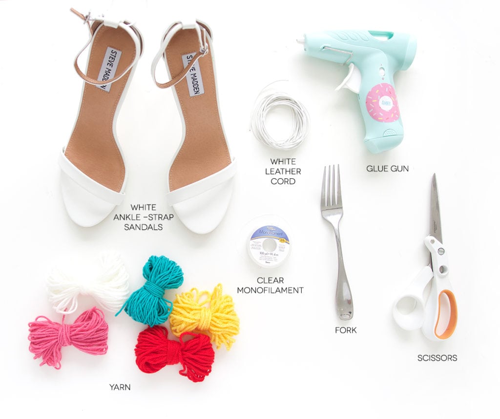 white pom pom sandals