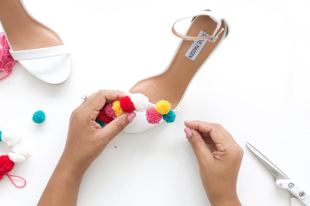 Pom pom sandals on sale heels