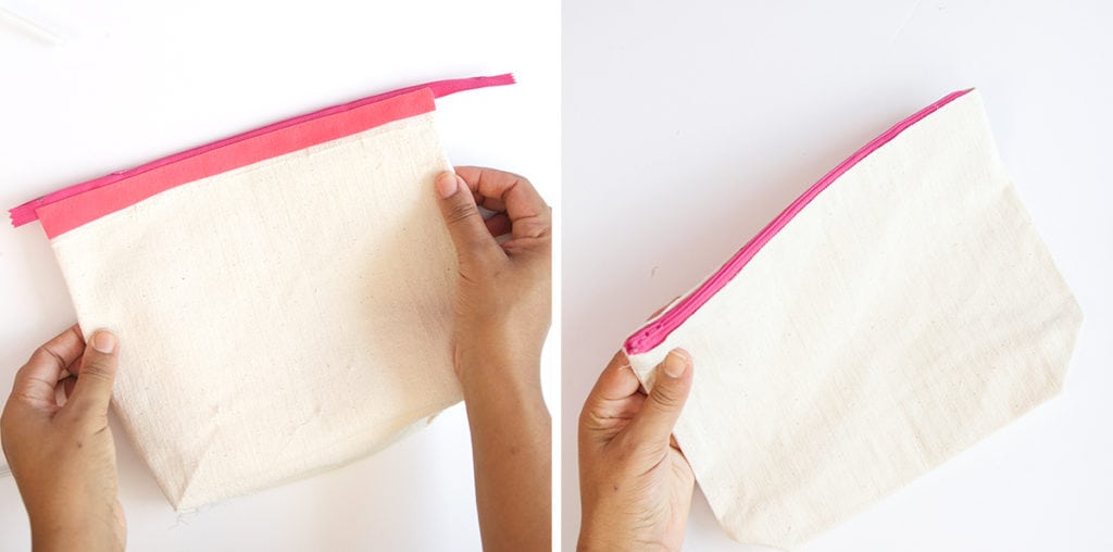 Create a DIY No Sew Clutch with a mini canvas tote bag and just a few adjustment 