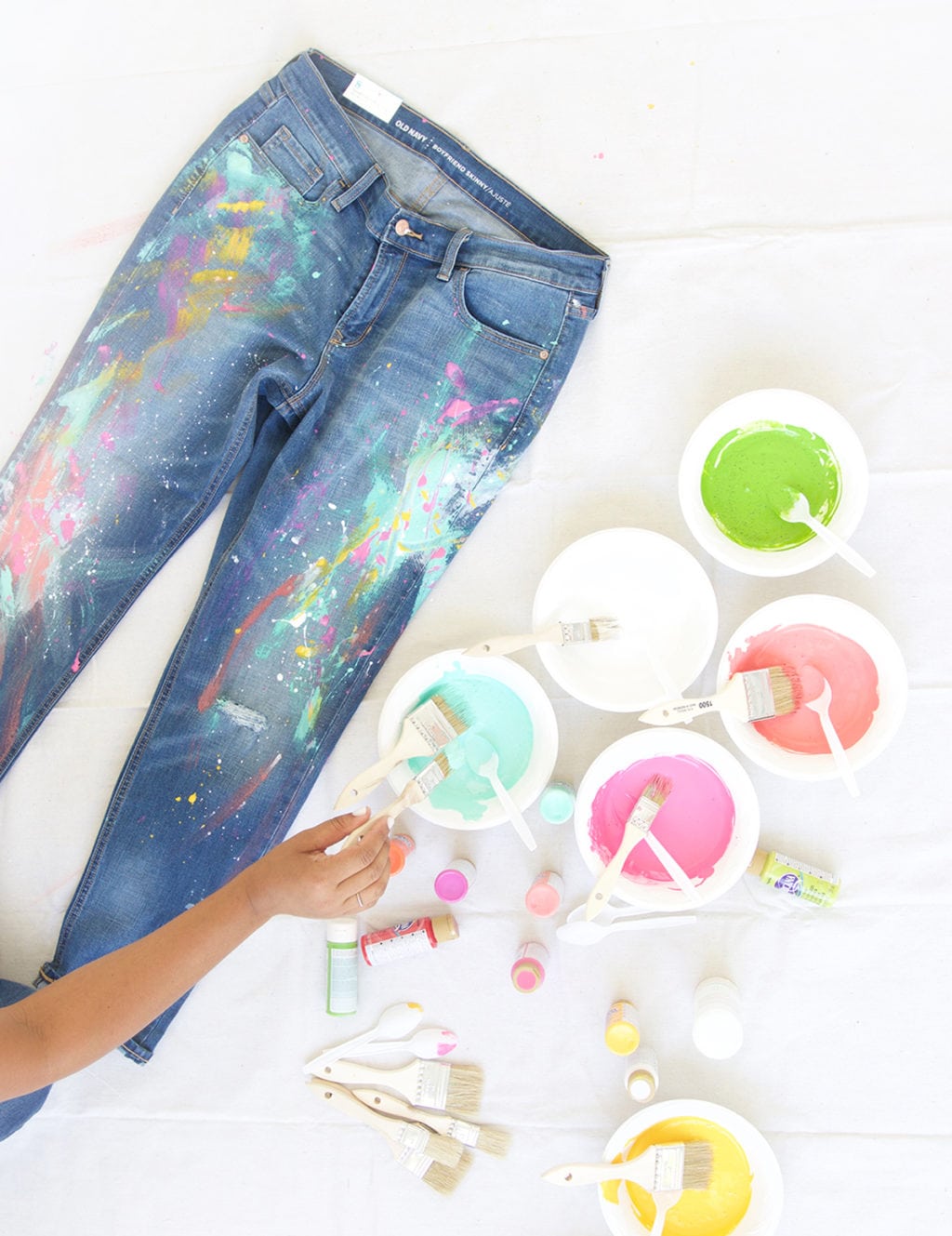 DIY Splatter Paint Jeans Damask Love