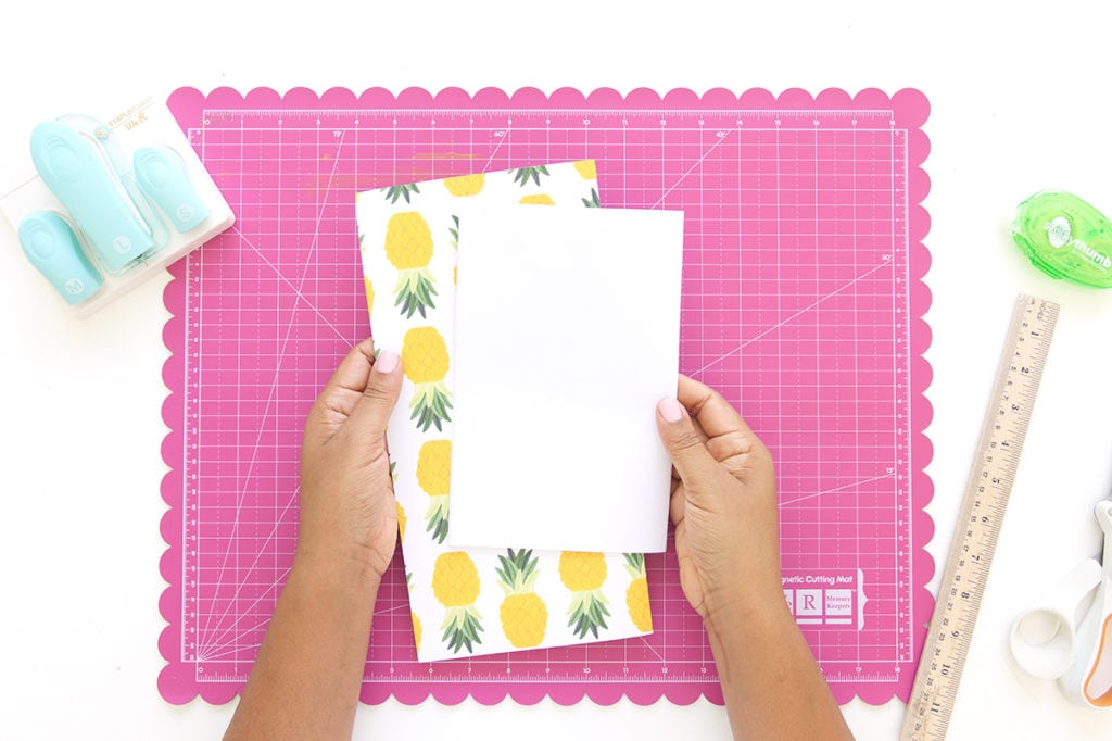 Introducing the new We R Memory Keepers Staple Board that let's you staple anywhere on the page. Use it to create these Easy Stapled Notebooks in minutes