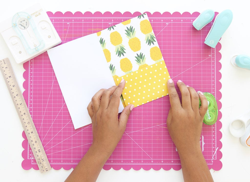 Introducing the new We R Memory Keepers Staple Board that let's you staple anywhere on the page. Use it to create these Easy Stapled Notebooks in minutes