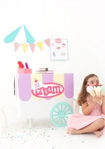 Use your Cricut Explore and a cardboard box to create a child's pretend play ice cream cart