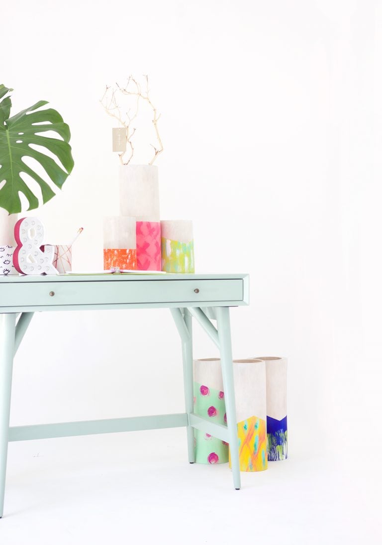 West Elm DIY Painted Wooden Vases Damask Love