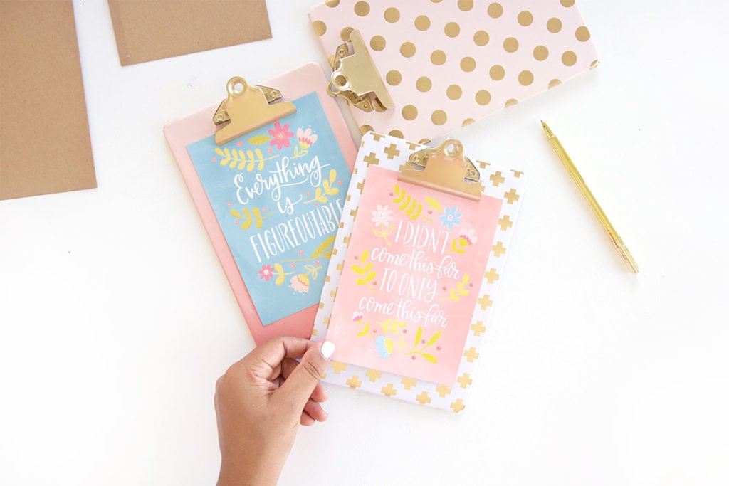 Learn how to cover a clipboard + inspirational printables! All you need is your printer and a few basic craft supplies to make this simple project.