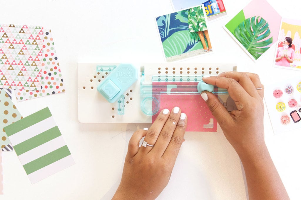 Use the We R Memory Keepers Frame Punch to create perfect paper polaroid frames for photos and other projects.