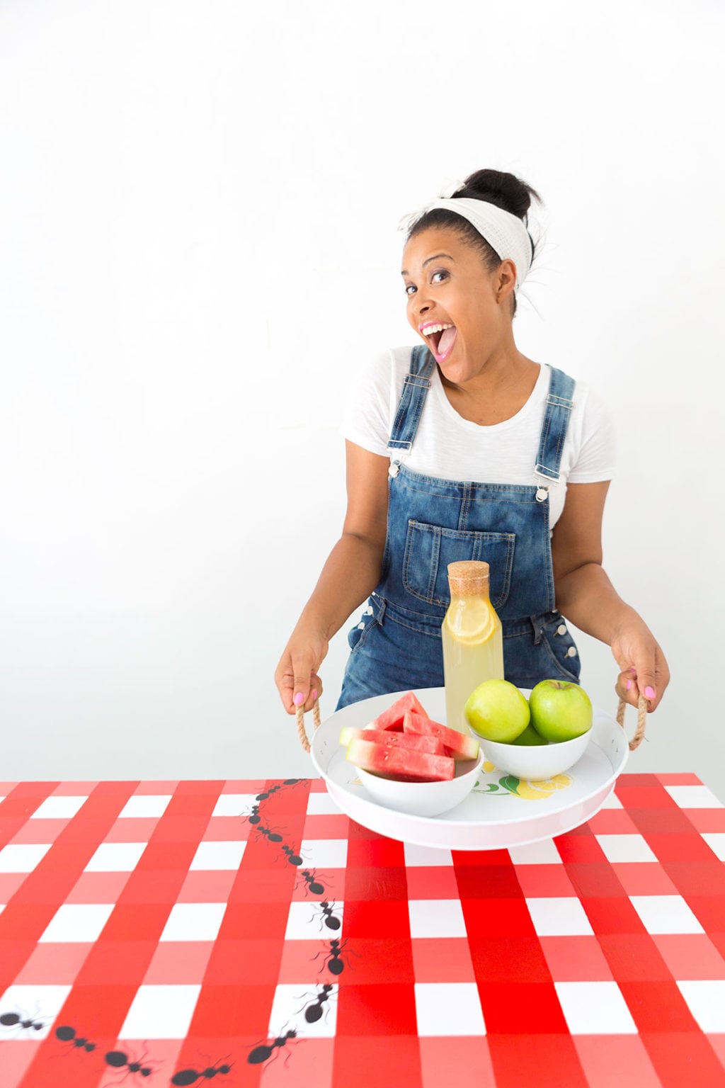 Learn how to paint gingham onto your table top and create the perfect place for hosting indoor picnics year round!