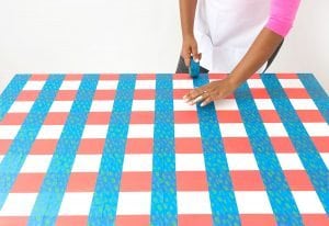 Learn how to paint gingham onto your table top and create the perfect place for hosting indoor picnics year round!