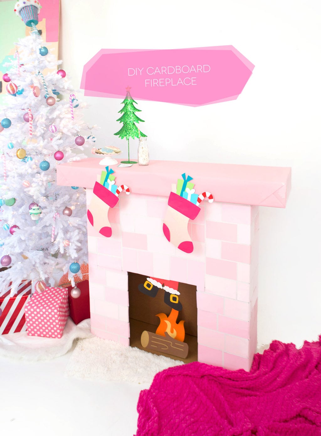 DIY Cardboard Box Fireplace | damask love