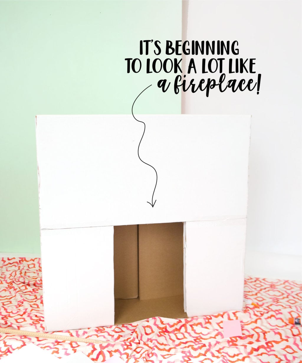 DIY Cardboard Box Fireplace | damask love