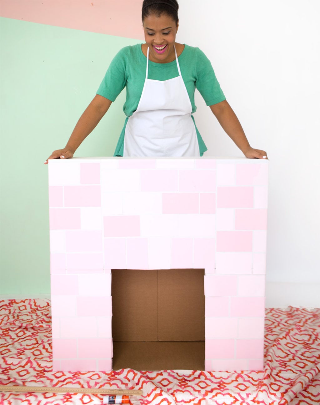 DIY Cardboard Box Fireplace | damask love