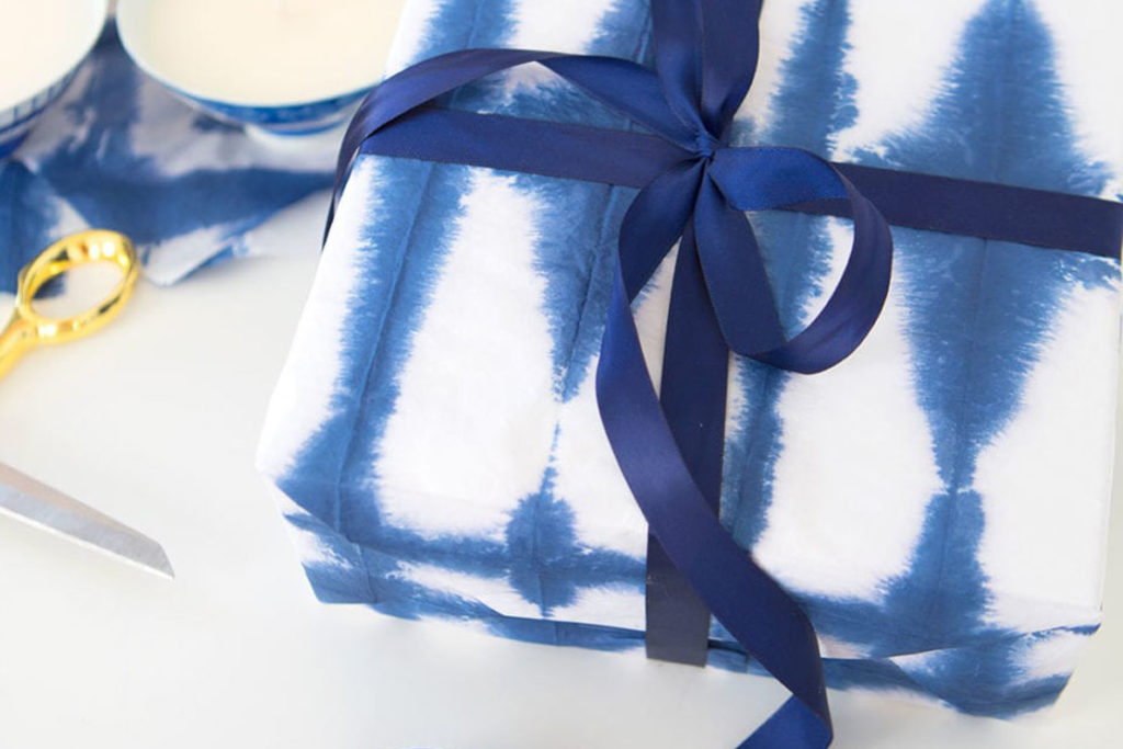Shibori Gift Wrap Navy Blue Indigo Tie Dye Wrapping Paper