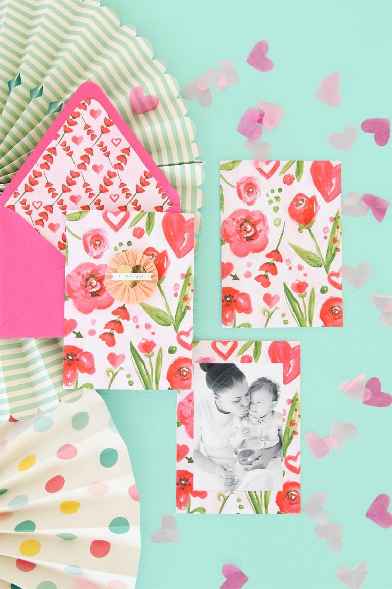 Printable Valentine Card + Liner - Damask Love