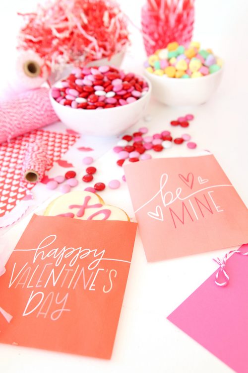 Printable Valentine Freezer Paper Treat Bags - Damask Love