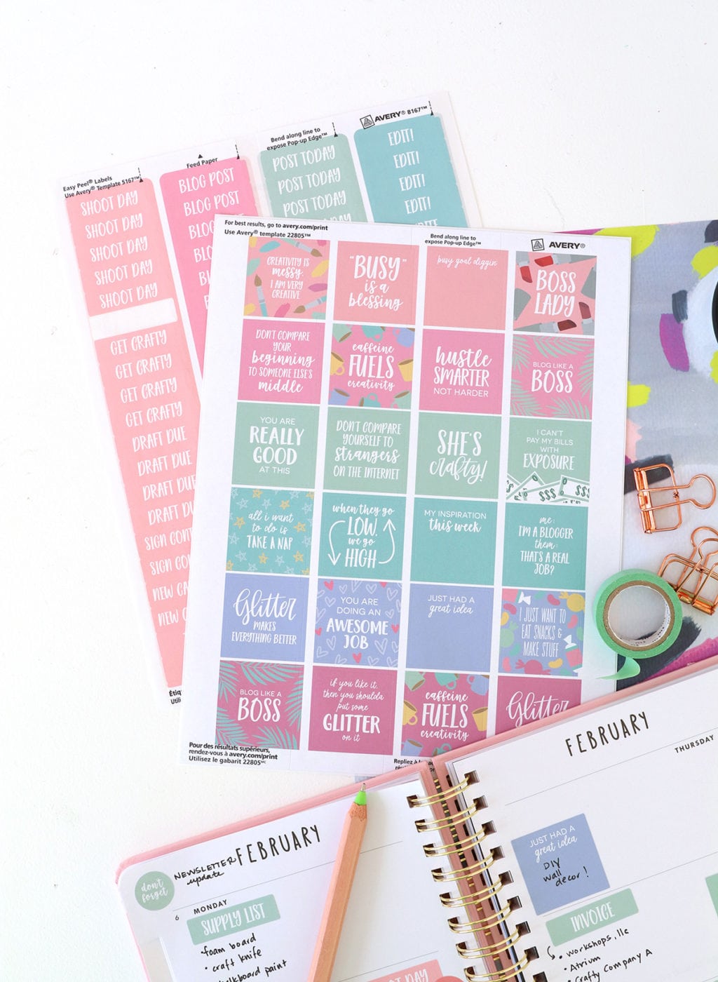 Printable Planner Stickers for Bloggers | damask love