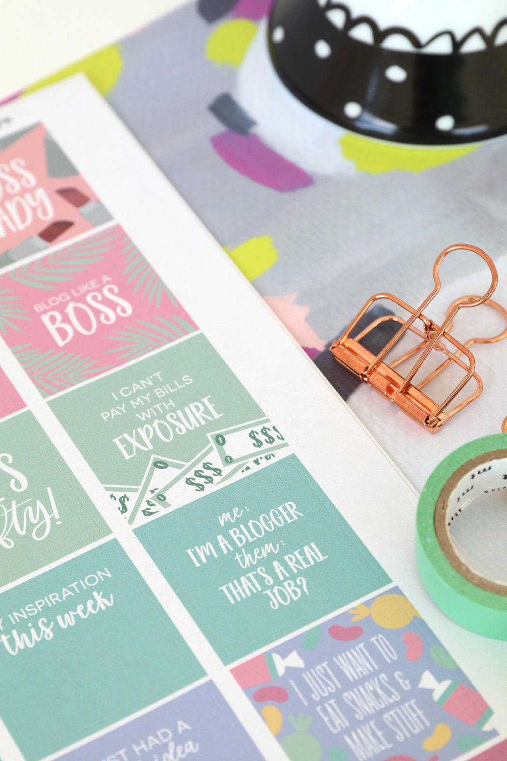 Printable Planner Stickers for Bloggers - Damask Love