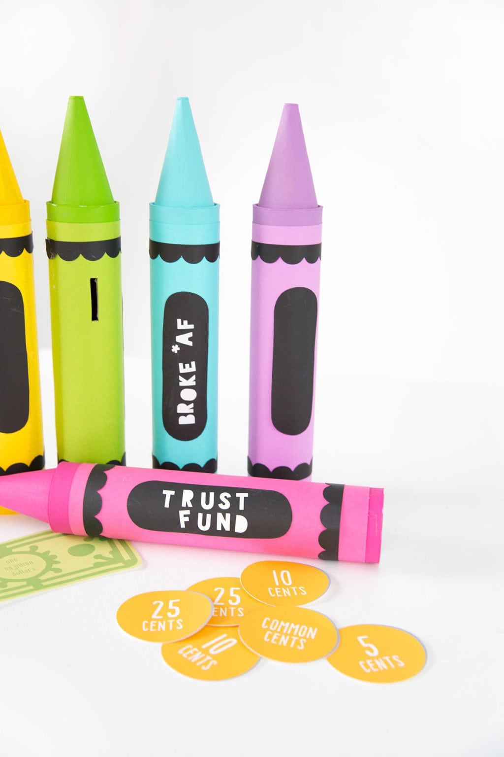 DIY Crayon Mail Tube Bank | damask love