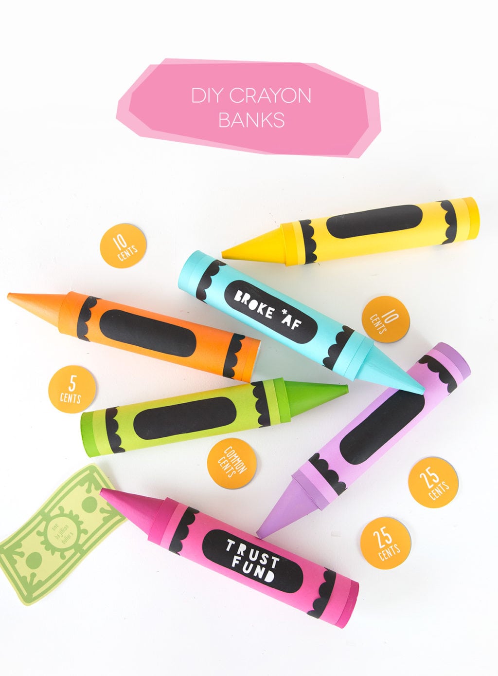 DIY Crayon Mail Tube Bank | damask love