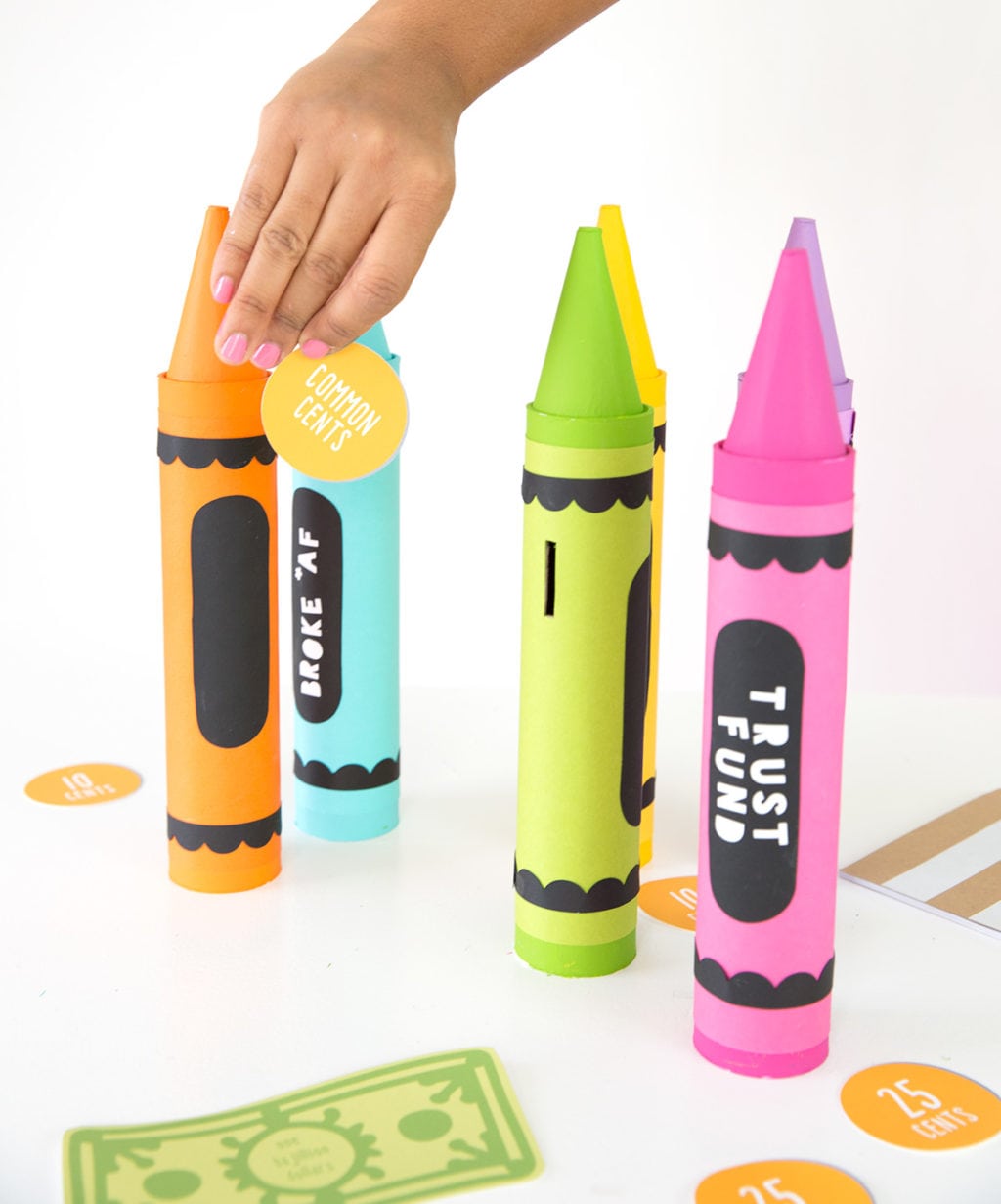 DIY Crayon Mail Tube Bank | damask love