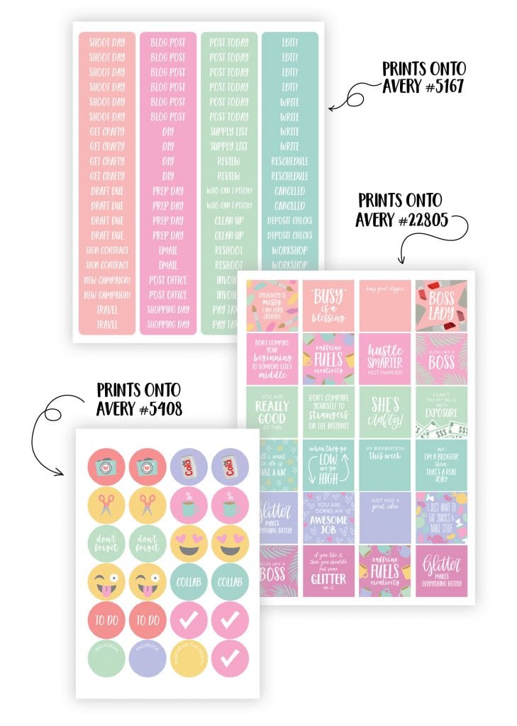 Printable Planner Stickers for Bloggers - Damask Love