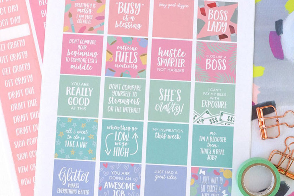 Printable Planner Stickers for Bloggers - Damask Love