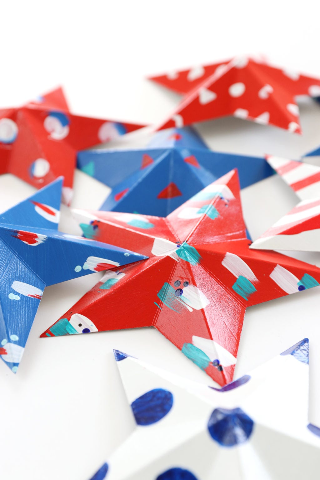 Modern Patriotic Painted 3D Stars | damask love