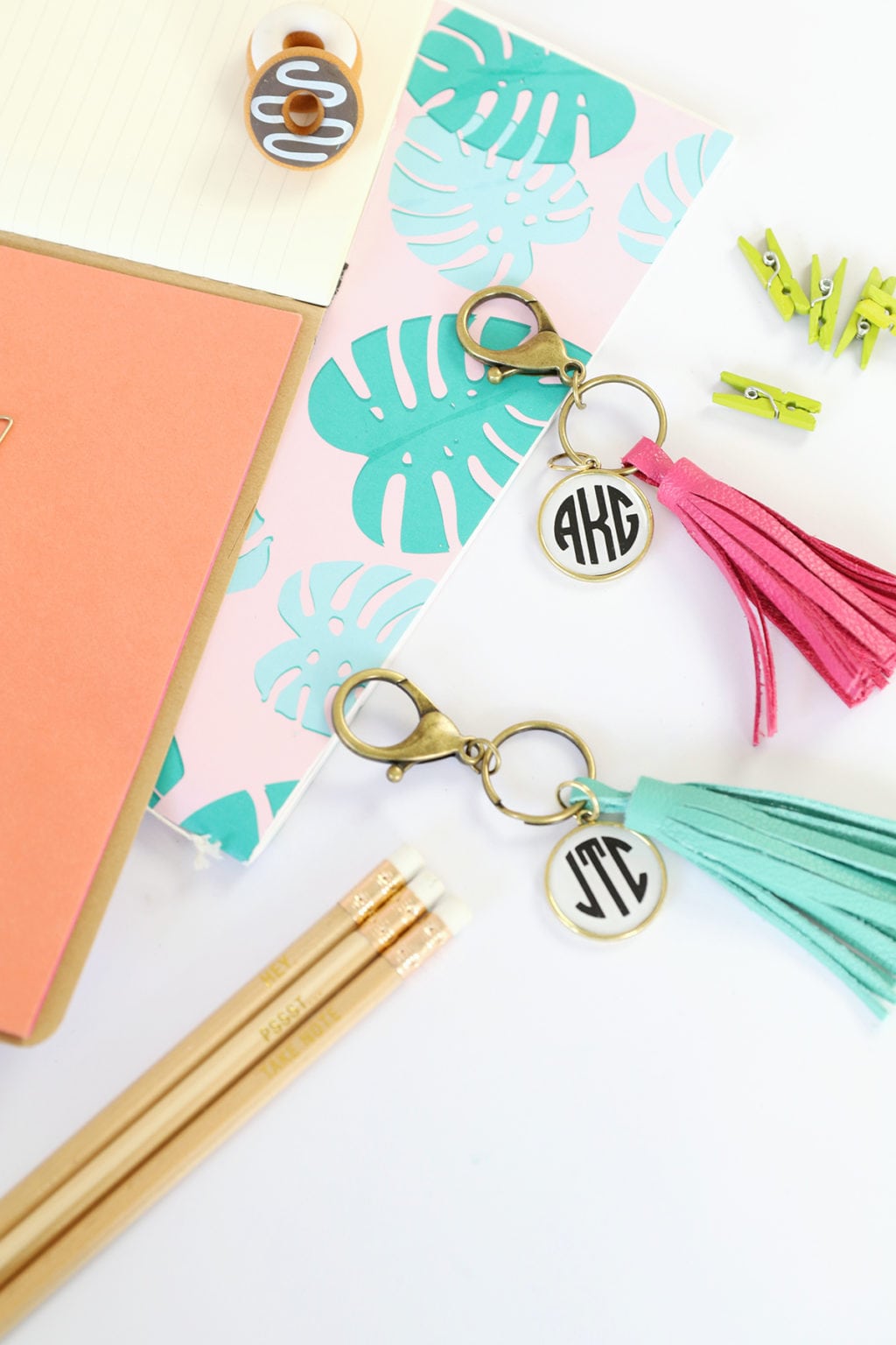 Monogrammed Tassel Key Chain