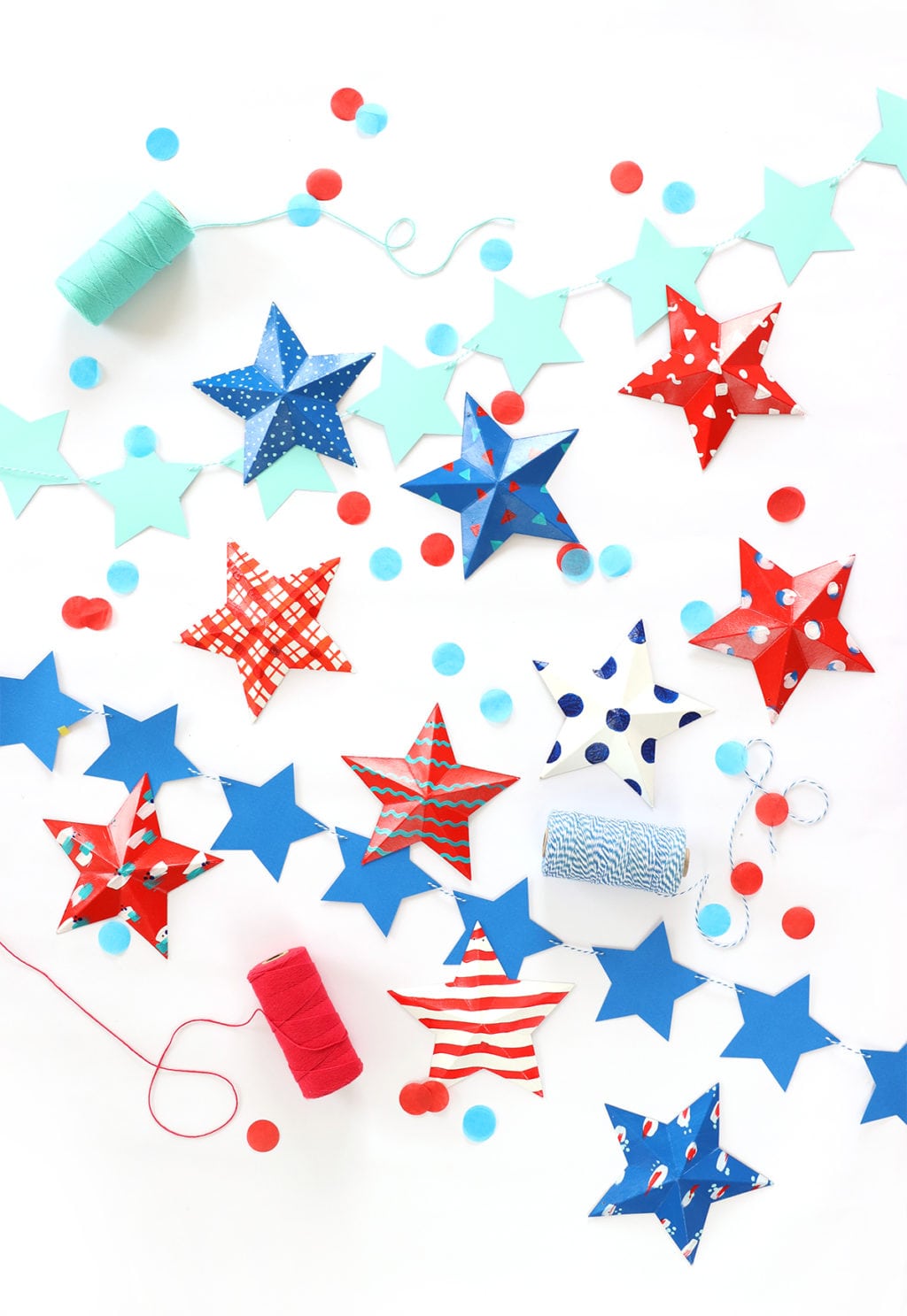 Modern Patriotic Painted 3D Stars | damask love
