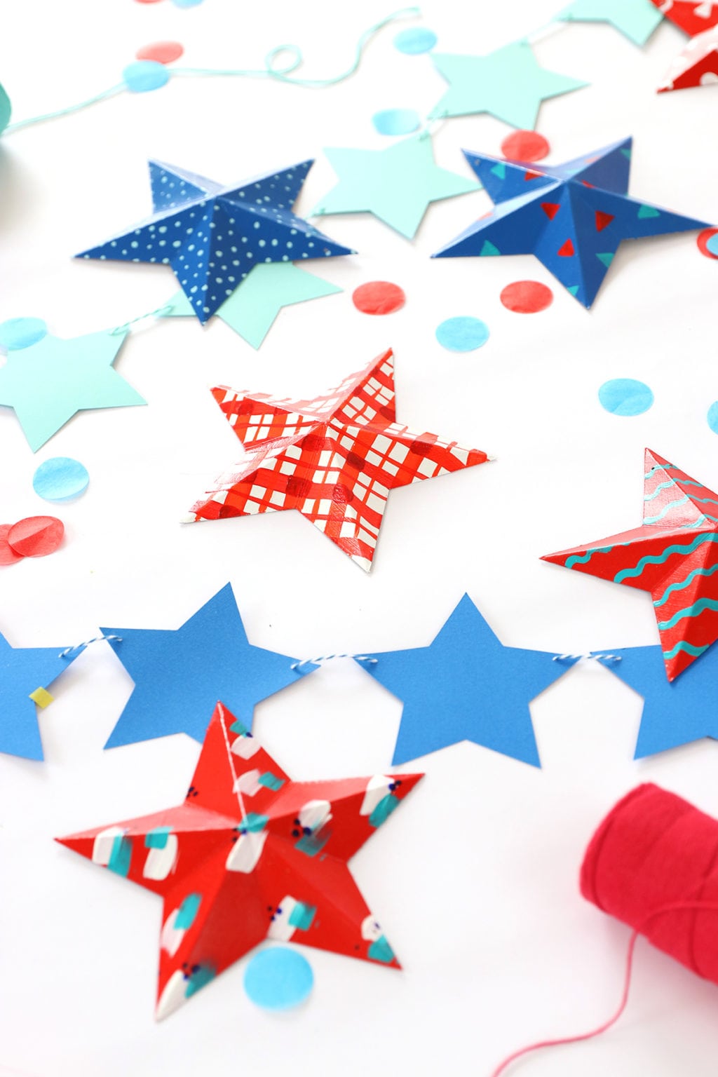 Modern Patriotic Painted 3D Stars | damask love