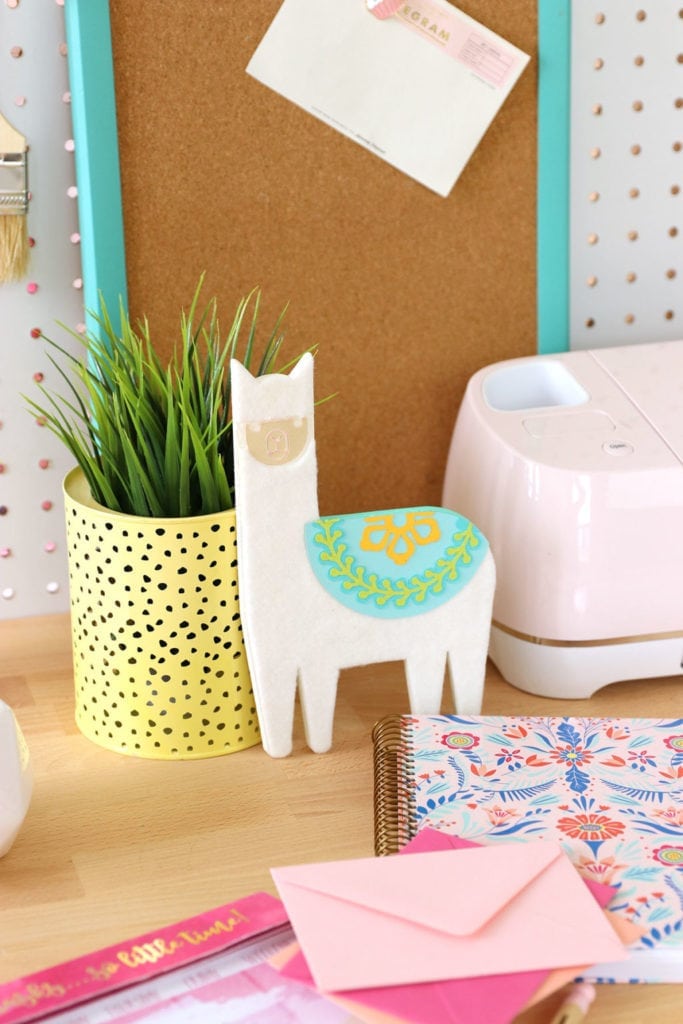 DIY Chipboard Llama Desk Buddy with Cricut Maker Damask Love