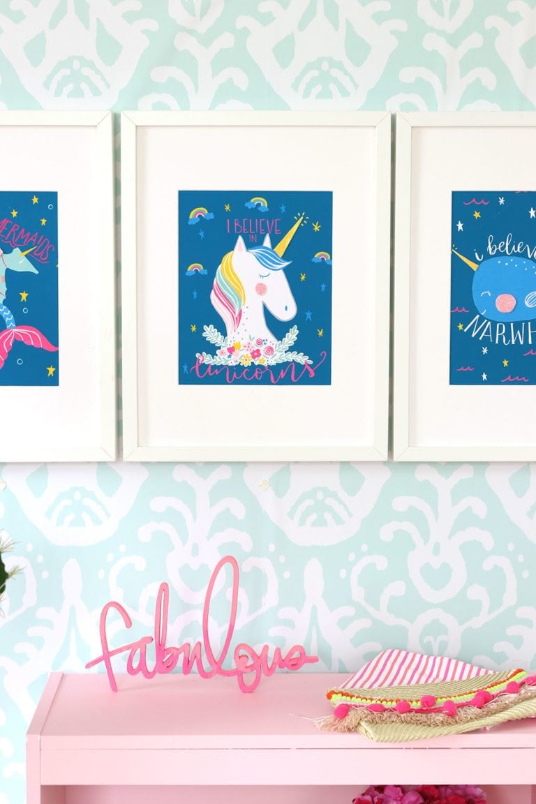 Printable Unicorn Wall Art with Canon - Damask Love