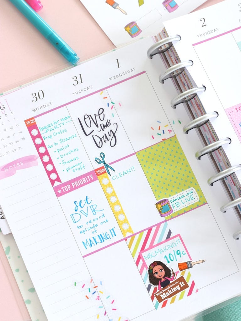 Printable Planner Stickers for NBC Making It - Damask Love