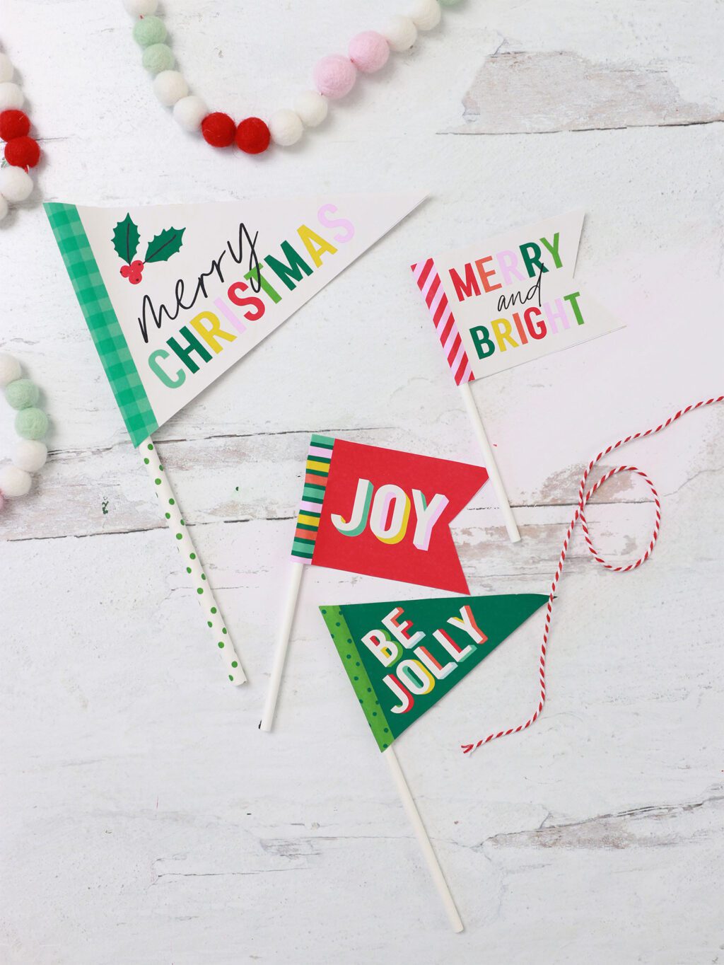 Cozy Wishes Holiday Pennants | Printable Flags